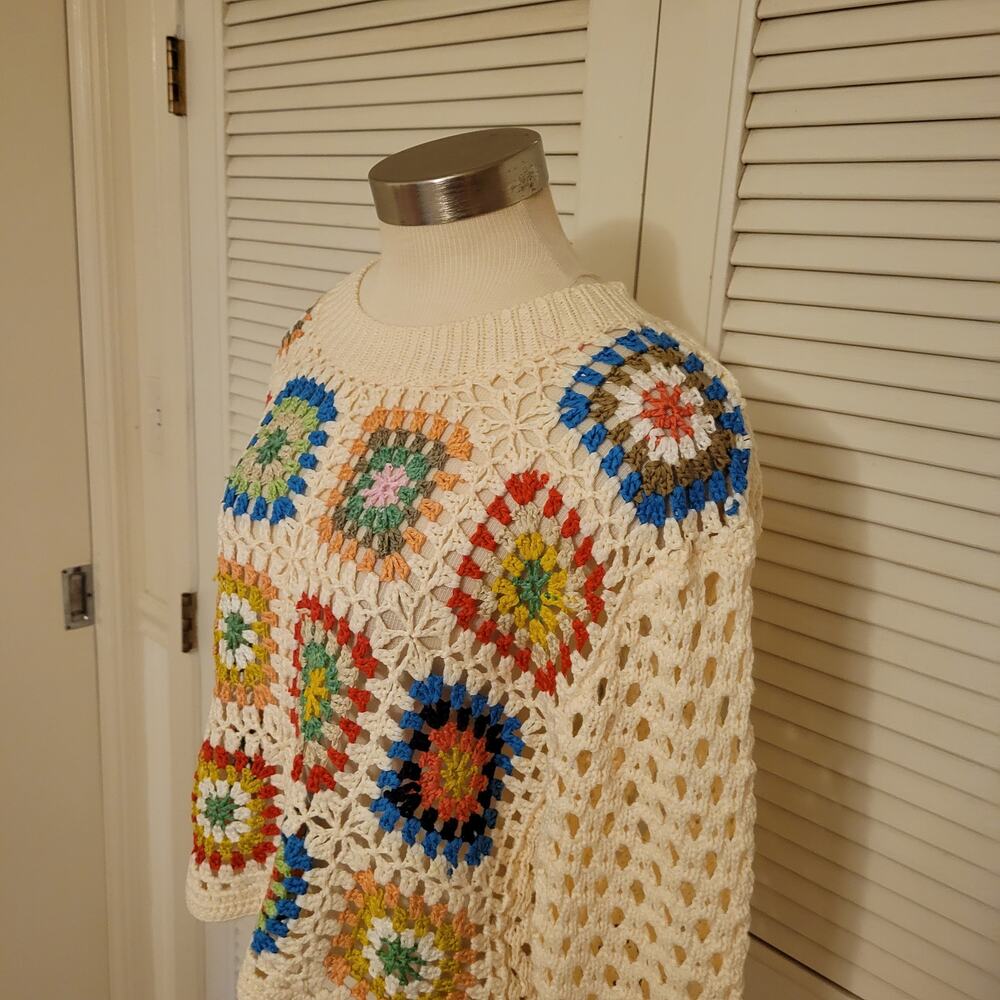 Crochet Patchwork Granny Square Cardigan Debute C… - image 2